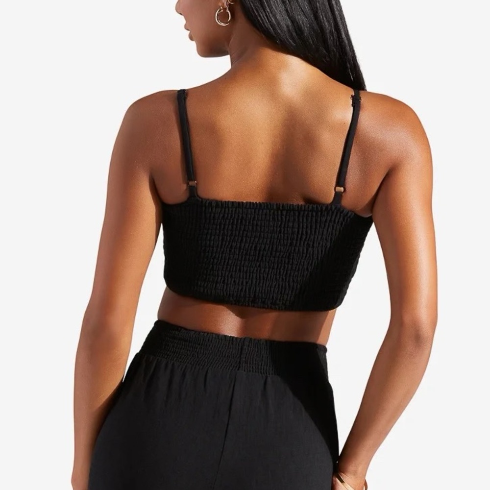 🔺SOLD🔺✨NEW Set✨ Shoedazzle Smocked Wide Leg Pant & Tie Front Crop Top - Large - Picture 6 of 13
